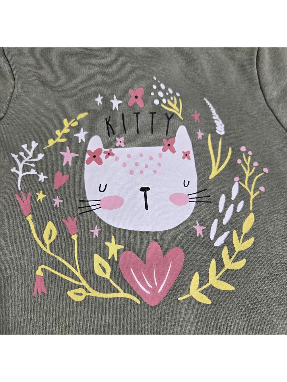 Lupilu Baby Green Kitty Print Zip-Up Jacket